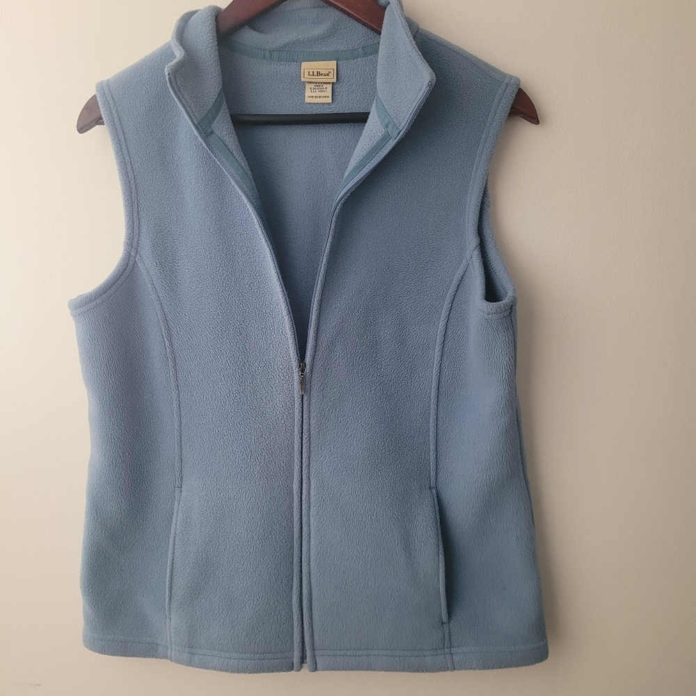 LL Bean Sport Vest Full Zip Women's Size Medium regular light blue Fleece